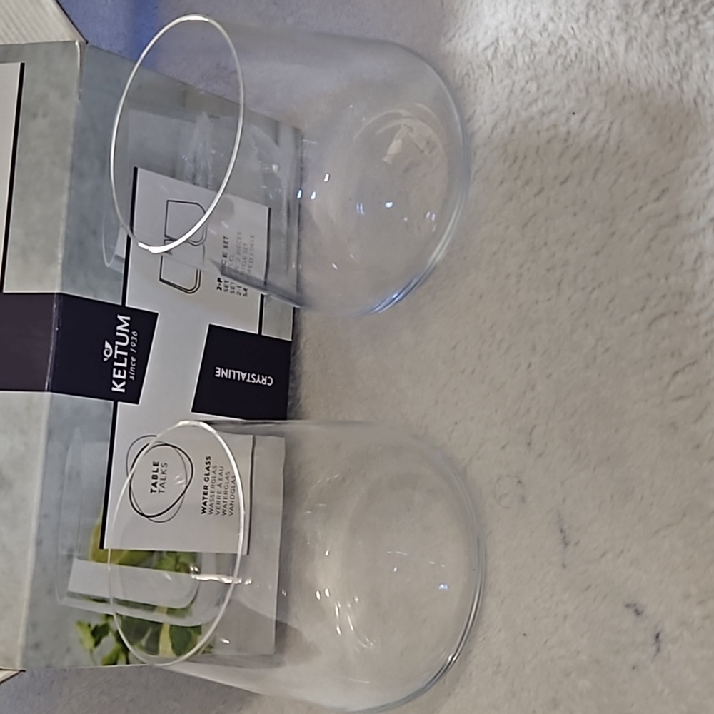 Keltum Table Talks Water Crystalline Glass 2-Piece Set Lead Free Dishwasher Safe - Picture 9 of 15